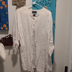 Tahari Cream Linen Blouse